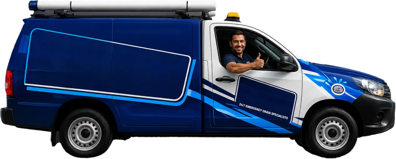Our drain service van out on a Carramar job