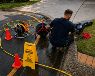 Plumber inspecting a blocked drain in Carramar